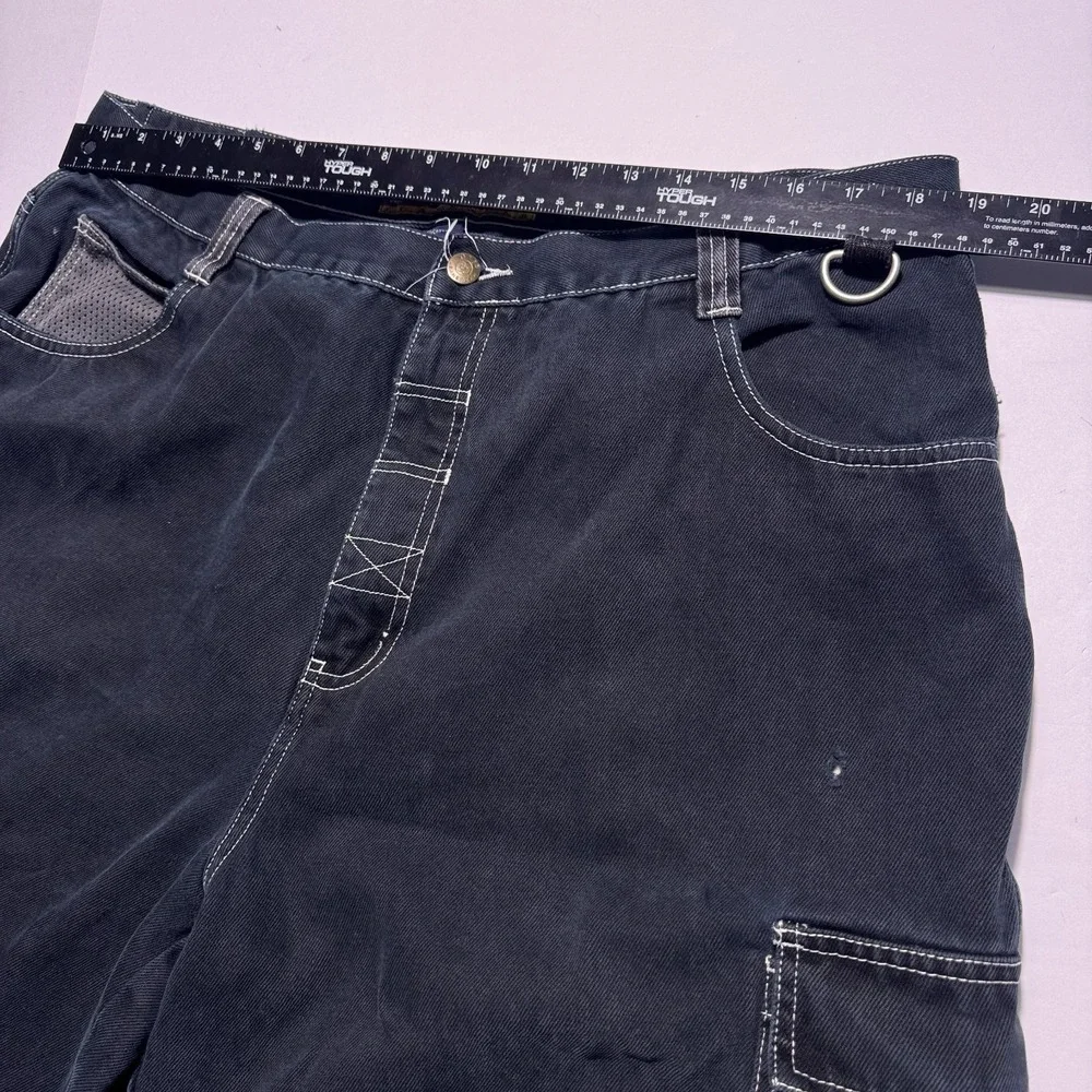 Vintage OTB Denim Jean Shorts Mens 36 Baggy Fit Jorts Black Skate Y2K 90s - Picture 7 of 8